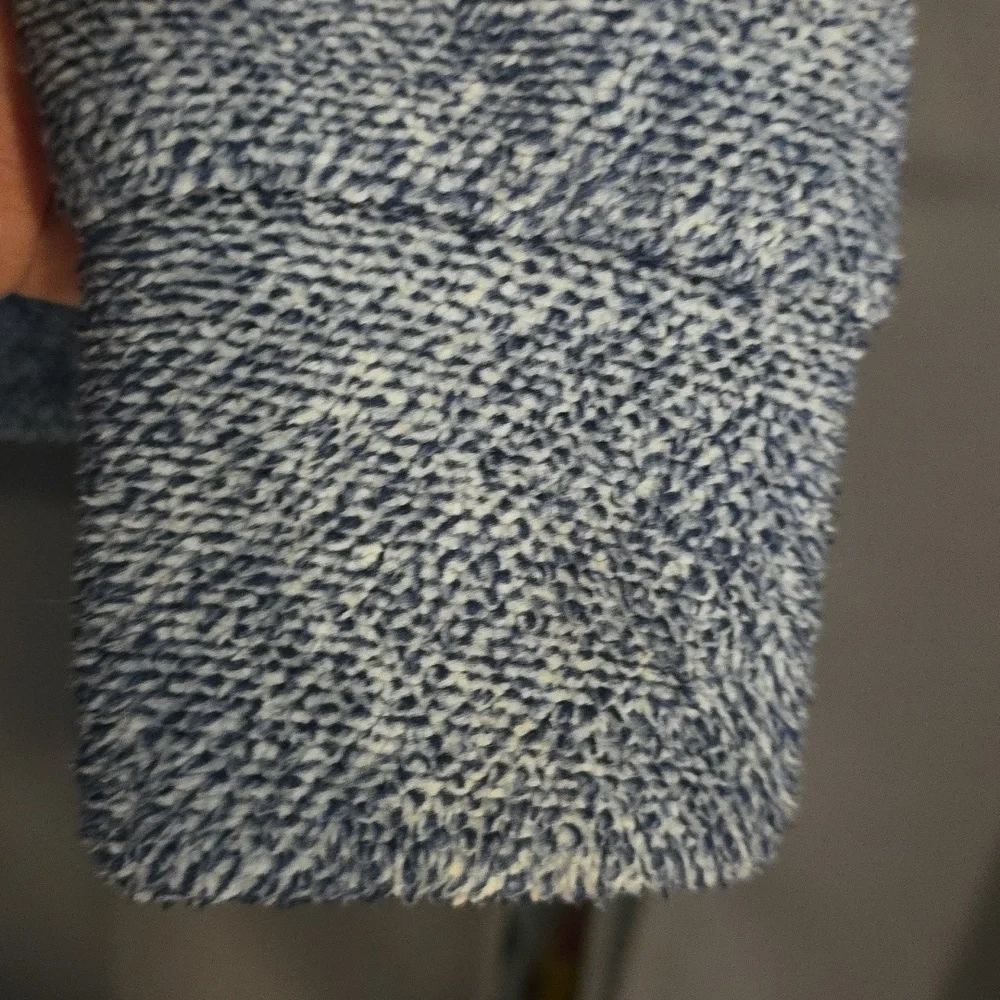 Eddie Bauer Women's Blue Mock Neck Sweater Sweatshirt Buttons Pockets Cozy Sz XS